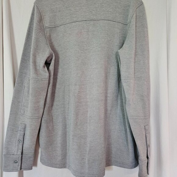 Harriton Men Stain Repel Workshirt Medium Light Charcoal Button Down Long Sleeve - Picture 3 of 8